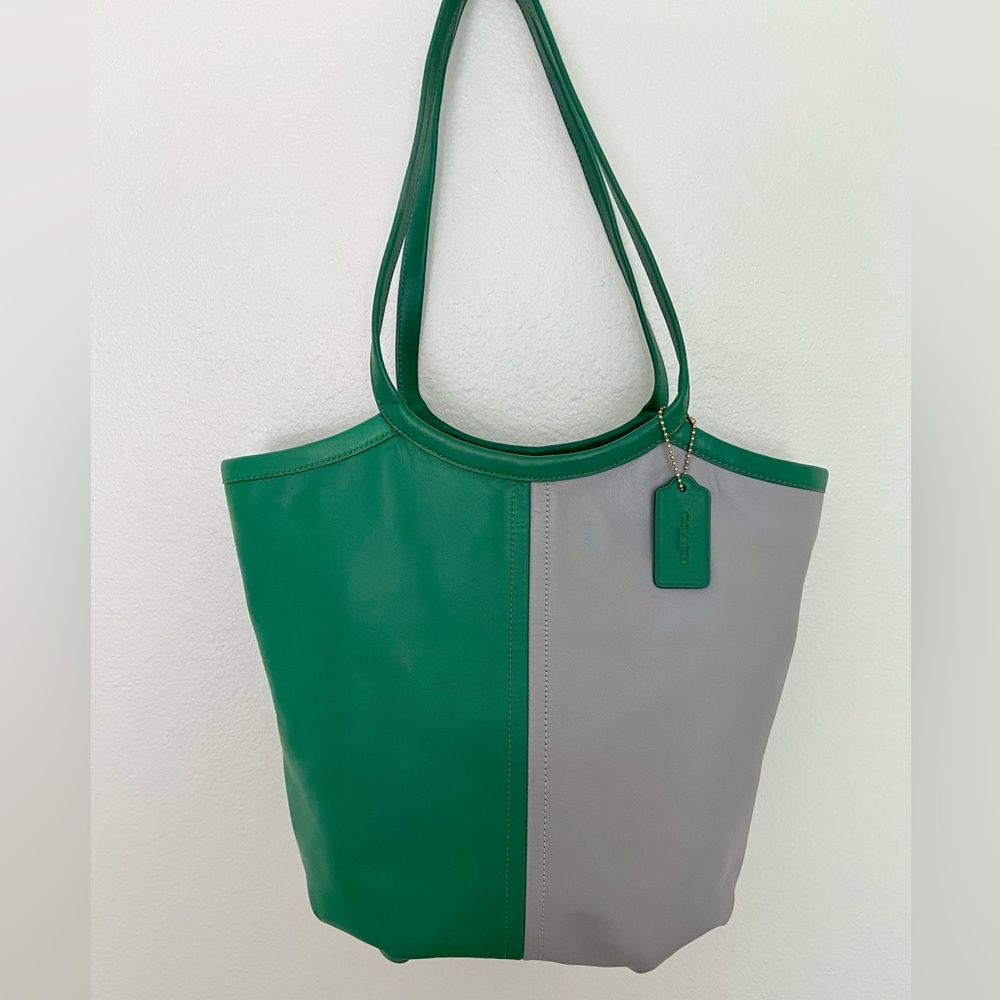 Coach Green and Gray Tote Bag